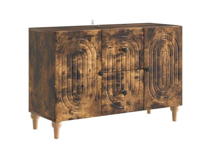 KKgypkn TV-Schrank Geräucherte Eiche 89 x 34,5 x 60 cm Holzwerkstoff, 2 Pendeltüren, Stahlgriffe, Regale für Medien, Wohnzimmer