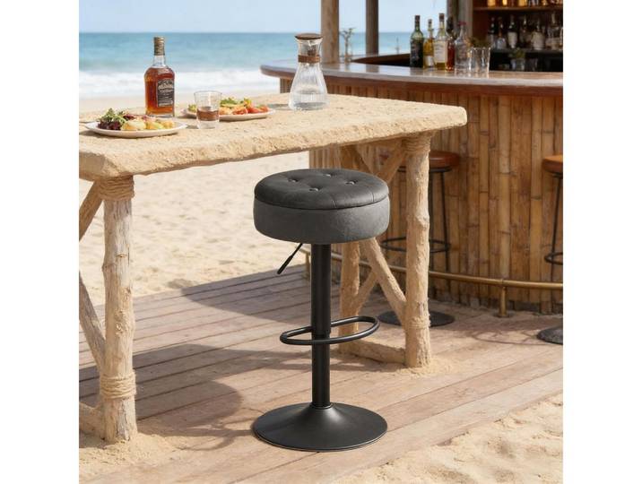 BBWL Drehstuhl mit Stauraum drehbar 360° Essstuhl mit Metallgestell Fußstütze, Barhocker Samt höhenverstellbar ergonomisch modern