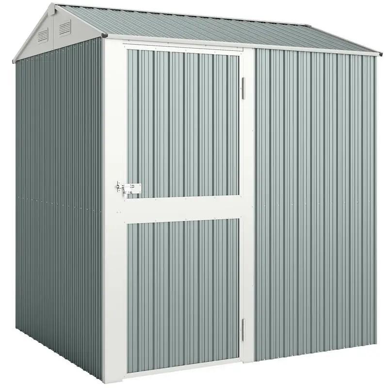 Metall Geräteschuppen - Gartenschuppen 3,5 m² - Abschließbar - Wasserdicht - Dachentlüftung - 209 x 177 x 236 cm - Armeegrün