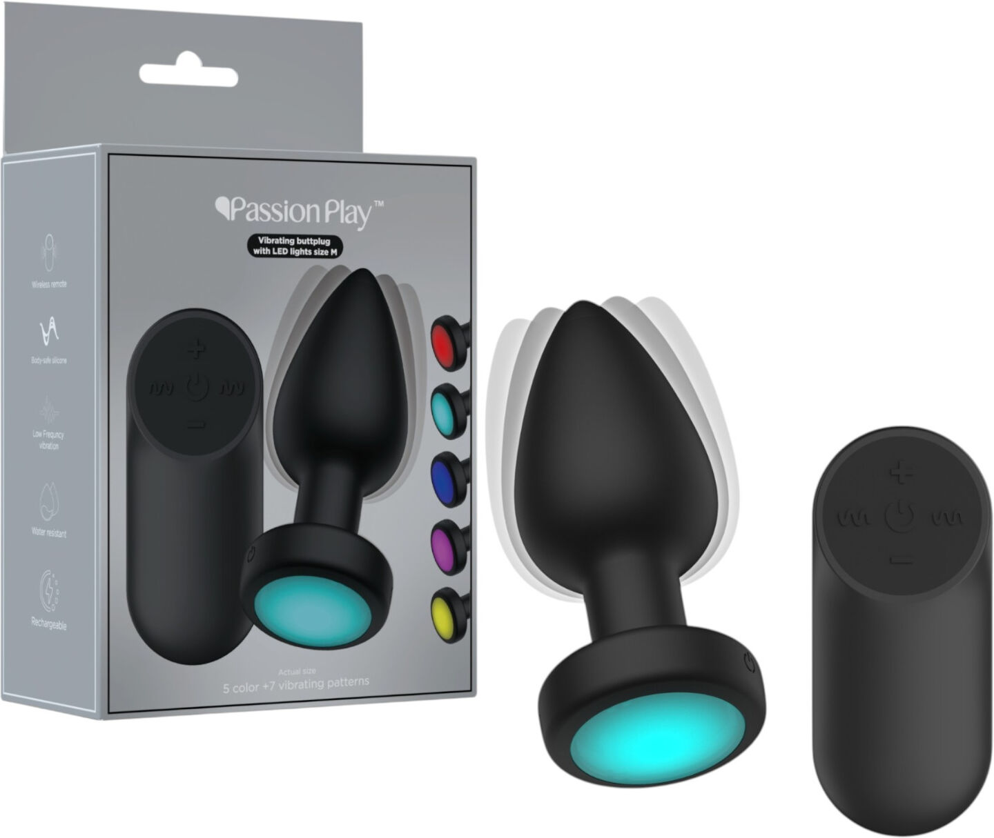 Passion Play - LED light‑up vibrating anal plug - size M