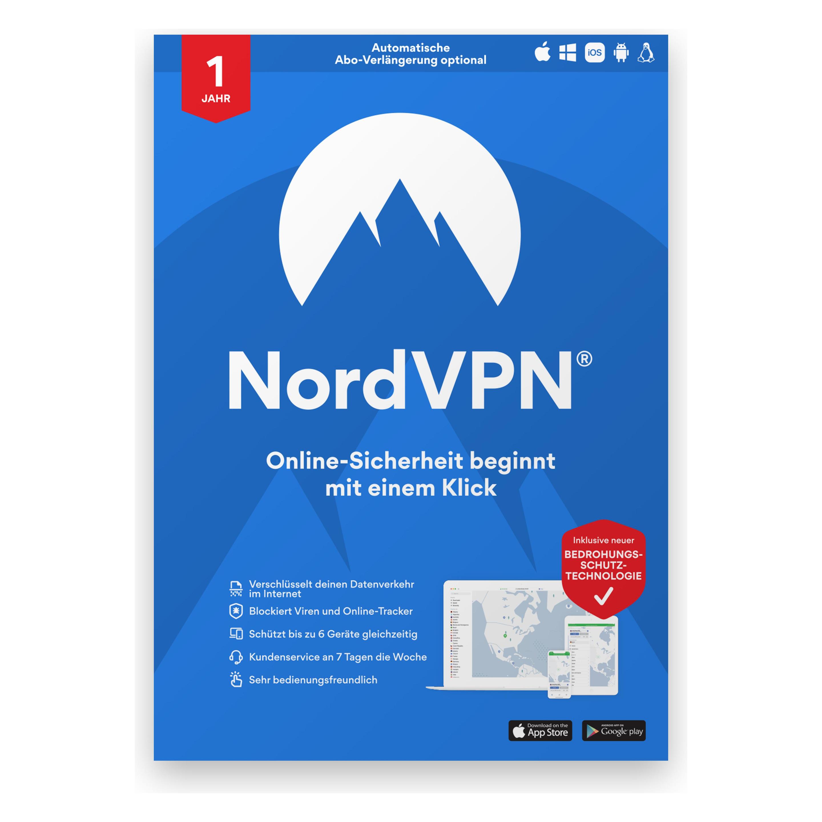 NordVPN Standard (1 User, 10 Geräte/User, 12 Monate) (NV1C1Y-EPDE-E)