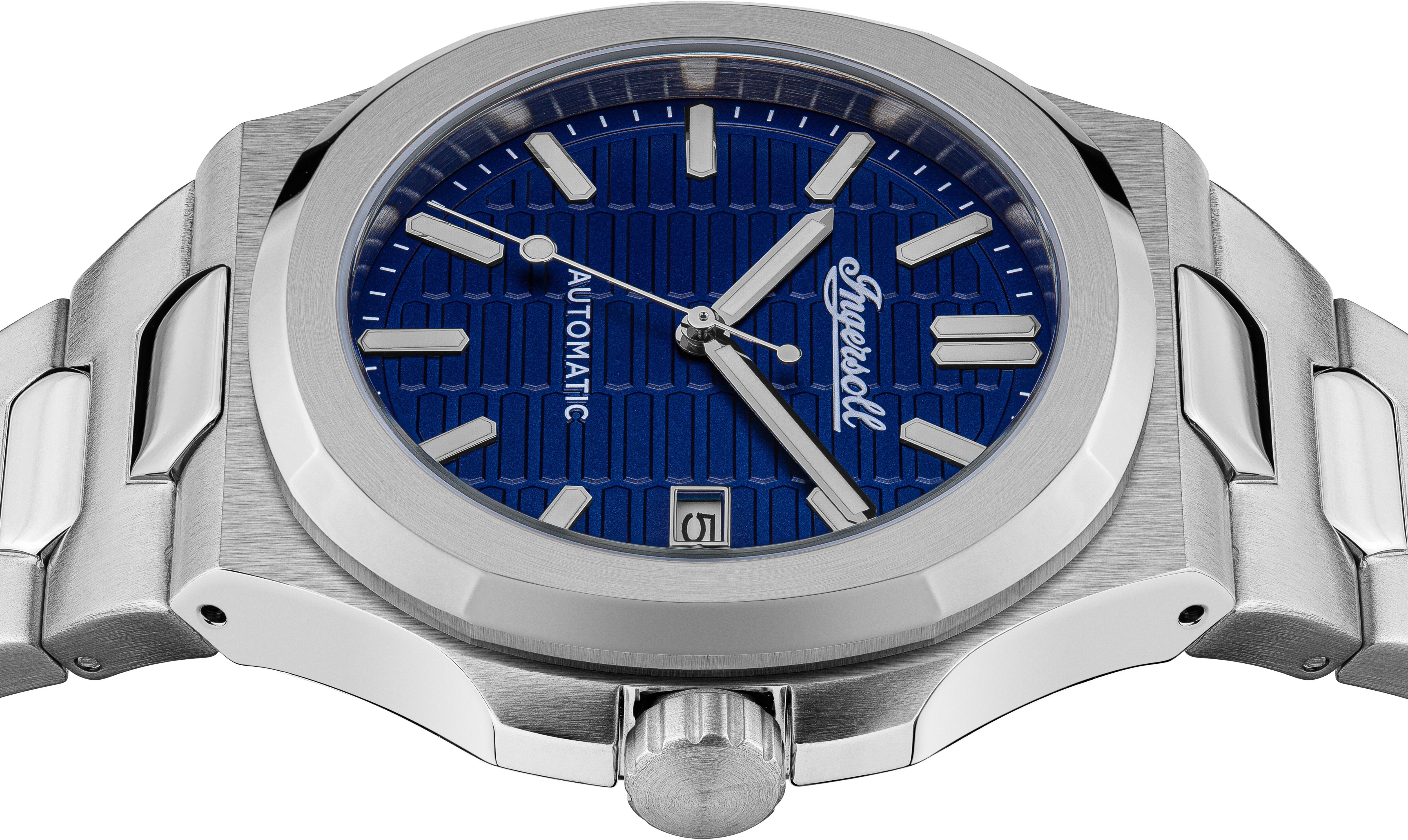 Automatikuhr INGERSOLL "The Catalina", blau (silberfarben), Armbanduhren, Herren, Automatikuhr, Armbanduhr, Herrenuhr, Mechanische Uhr, Edelstahlarmband, analog, Tag