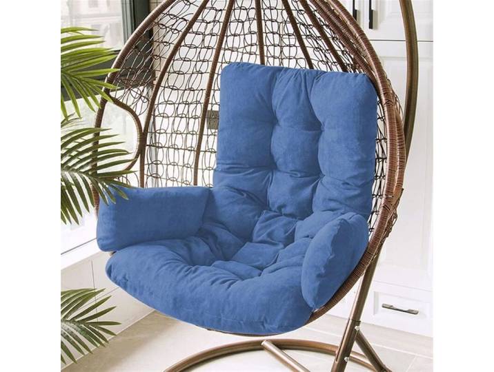 Ensemble de coussins pour fauteuil œuf / fauteuil suspendu — 50 x 125 cm (Couleur : Bleu)