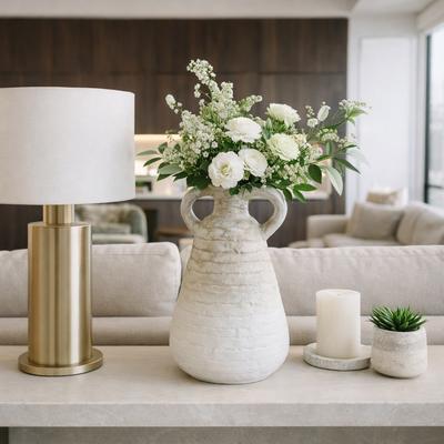 Sagebrook Home "Ceramic Slanted Eared Decorative Vase - Ivory, 18"""