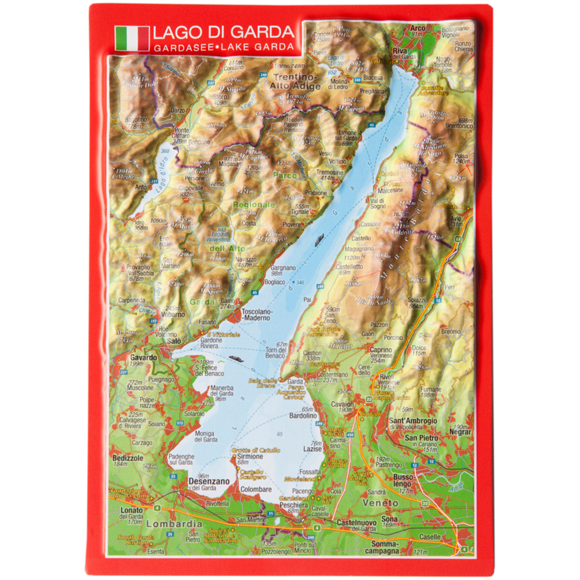 Georelief 3D Reliefpostkarte Gardasee Postkarten