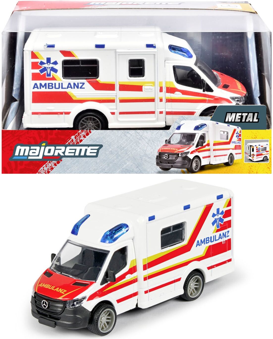 Spielzeug-Krankenwagen MAJORETTE "Mercedes-Benz Sprinter Ambulance", weiß, Spielzeugfahrzeuge, KinderT:15cm, Kunststoff, Spielzeug-Krankenwagen, T:15cm