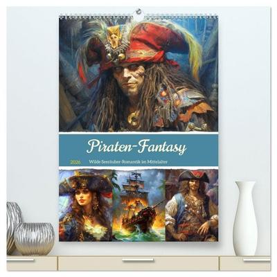 Piraten-Fantasy. Wilde Seeräuber-Romantik im Mittelalter (hochwertiger Premium Wandkalender 2026 DIN A2 hoch), Kunstdruck in Hochglanz