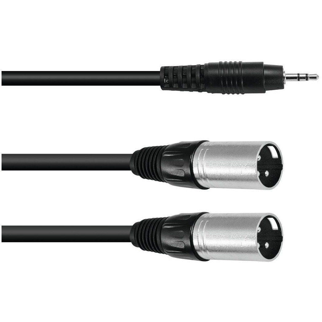 Omnitronic Kabel AC-15, 3,5 jack male naar 2x XLR male, 1,5m