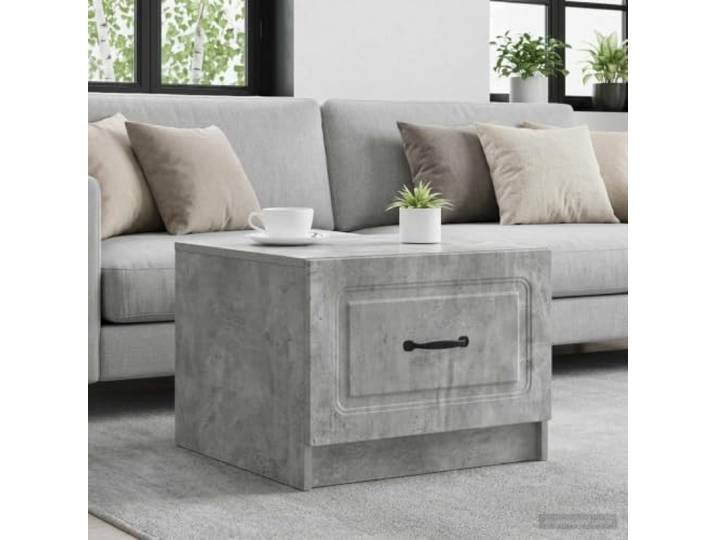 TEKGHUT Couchtisch Betongrau 49 x 50 x 37 cm Holzwerkstoff mit Schublade Schublade, pflegeleichte Oberfläche, Vintage-Design, robust, vielseitig, einfache Montage
