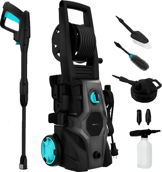 Hidrolimpiadora - Cecotec HydroBoost 2000 Car&Garden; Pro, 150 bares, Bomba HardPump, Cepillo limpiador, Manguera 8m, Potencia 2000W, Negro