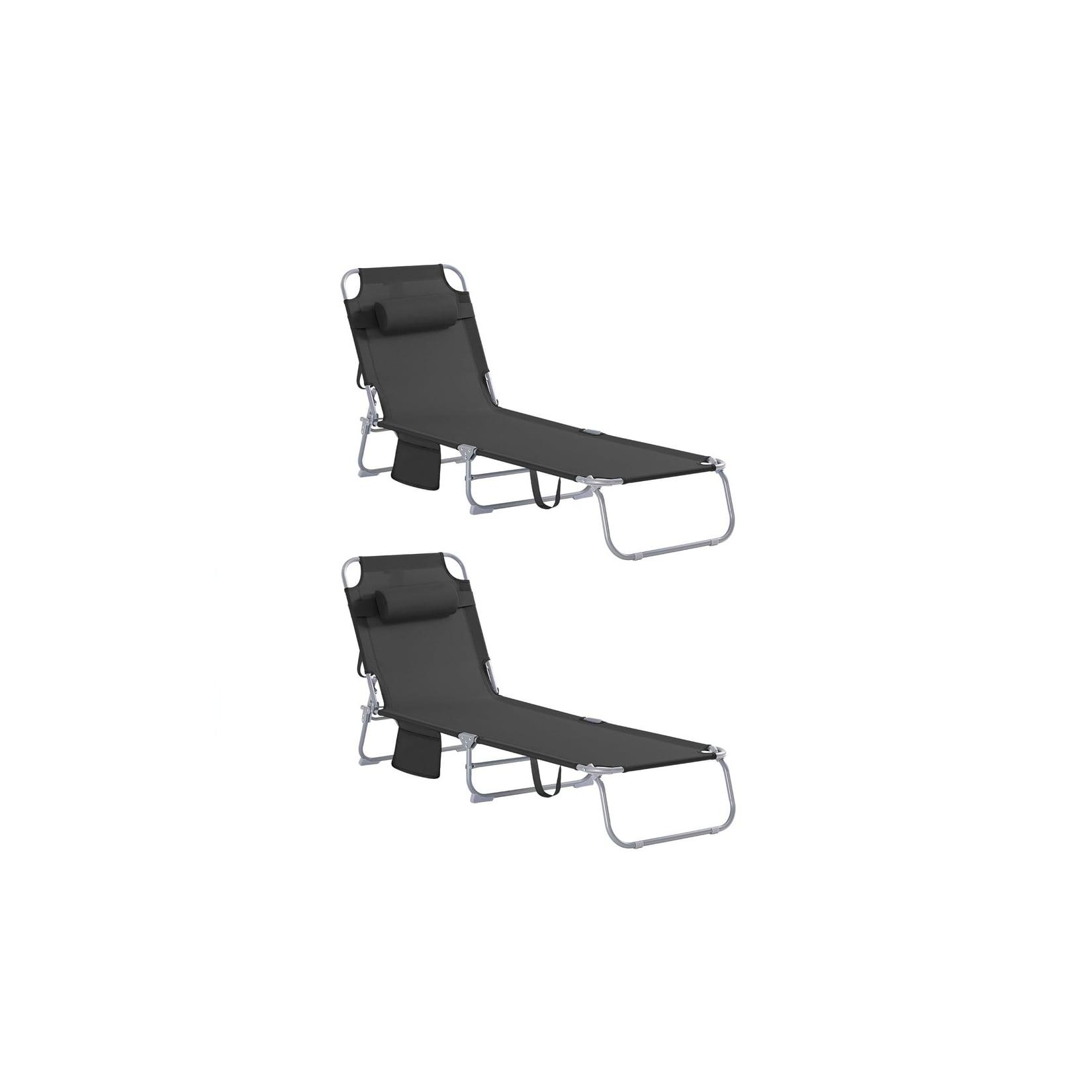 SoBuy Sonnenliegen 2er-Set Schwarz 167x56x81cm Modern
