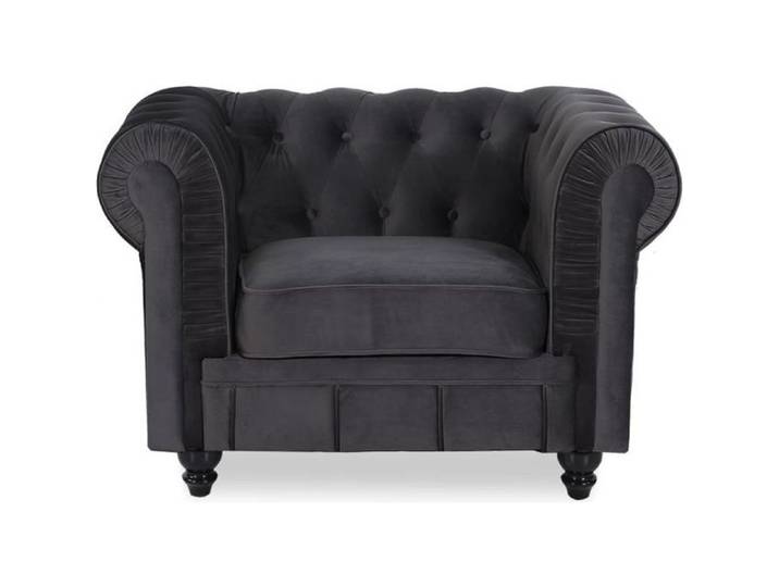 Fauteuil Chesterfield velours Altesse Noir