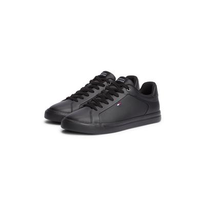 Sneaker TOMMY HILFIGER "LIGHTWEIGHT PINPERF LTH SNEAKER", Herren, Gr. 45, Textil, schwarz, Leder, Lederimitat, Schuhe Sneaker, Halbschuh, Schnürer mit weicher Schaftrand-Polsterung