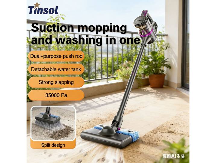Aspirateur sans fil TINSOL 35000PA, aspirateur domestique avec aspiration et lavage intégrés, appareil intelligent portable