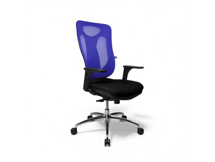 Office chair Topstar Net Pro 100 with 1D armrests, Blue/High-gloss polished, New, Ergonomic chair - ideal for flexible working