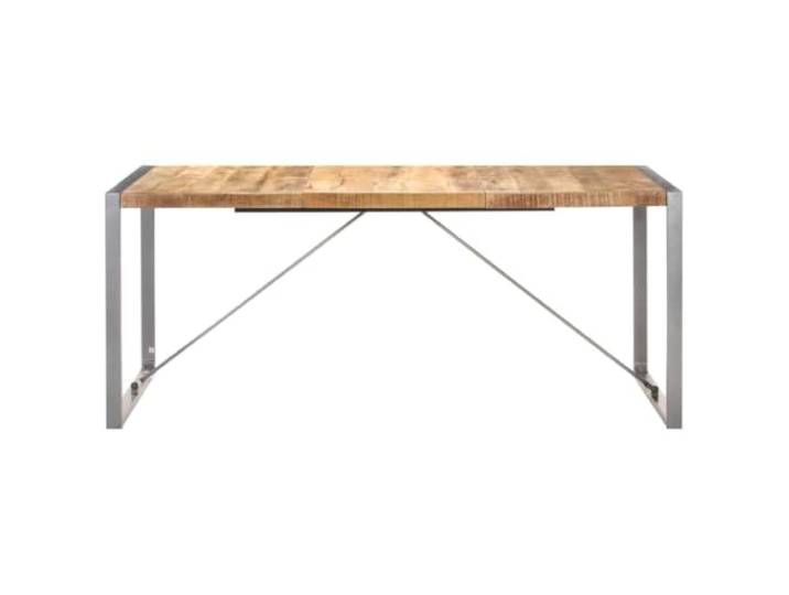 KFGWERSTY Esstisch 180 x 90 x 75 cm Raues Mangoholz Braun Grau Massive Tischplatte aus Mangoholz, pulverbeschichtete Stahlbeine, für Küche und Esszimmer, 180 x 90 cm