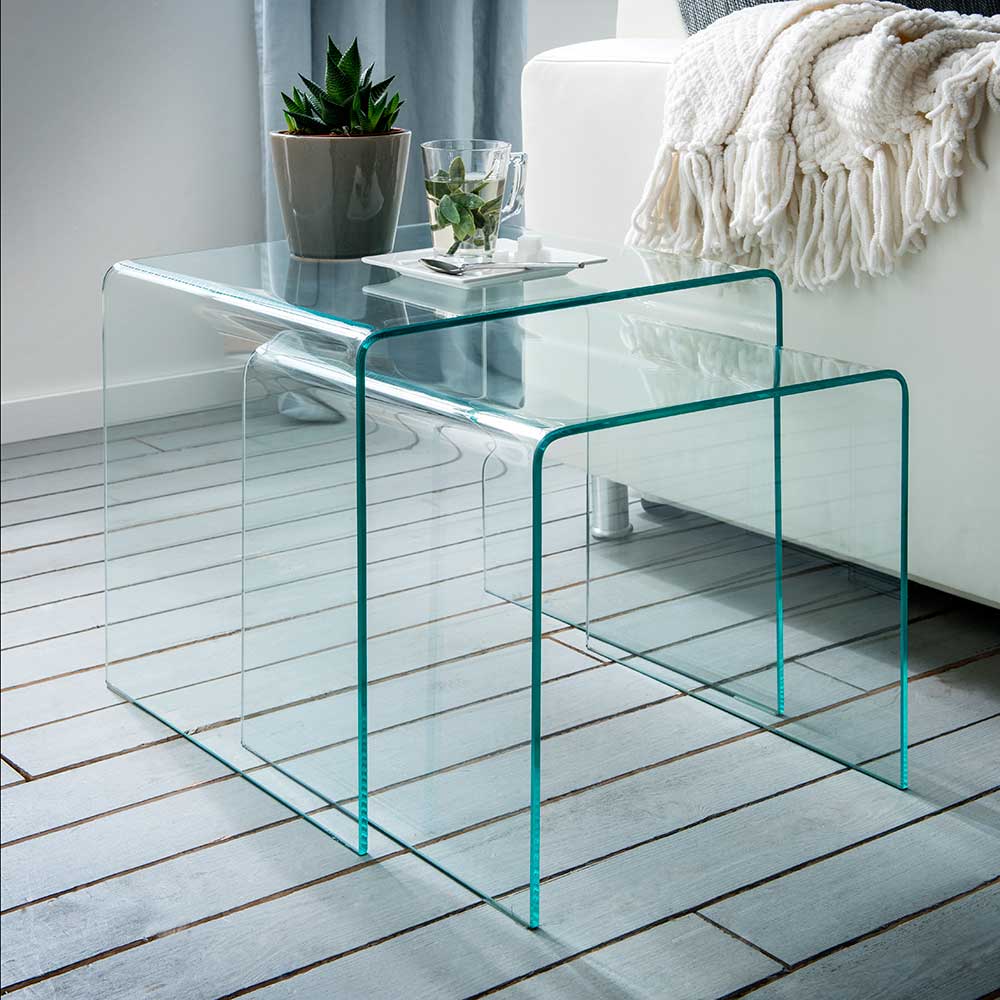 Pharao24.de Glas Beistelltische Transparent Wangen Gestell (zweiteilig)