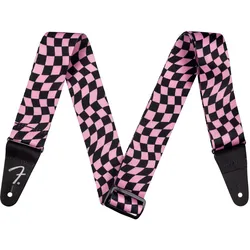 Fender Wavy Checker Poly Strap Pink - Gitarrengurt