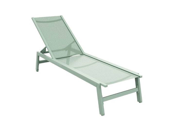 Nilo - Transat de jardin plage piscine 192x55x30 cm en aluminium et textilène vert sauge