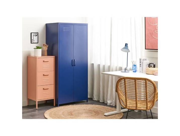 Armoire de rangement industrielle en métal bleu marin - BELIANI - VARNA - 2 portes - 4 étagères