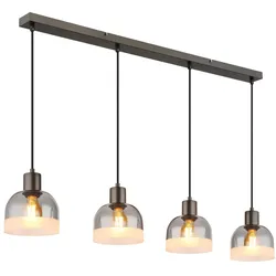 Pendelleuchte Hängelampe Esszimmerlampe Schwarz Höhenverstellbar Glas H 120 cm