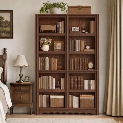 Garvee 5-Tier Wood Bookshelf, 70.9in Tall Bookcase w/ Roman column design for Home Office
