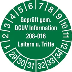 König Werbeanlagen Dreifke® Prüfplakette ab 29 geprüft gem. DGUV Information 208-01 - 30 mm Folie selbstklebend