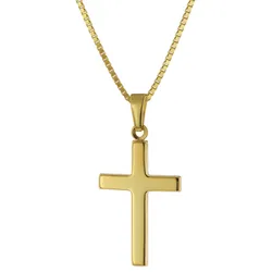 trendor 41420 Kreuz Gold 750 / 18 Karat mit goldplattierter Silberkette, 40 cm