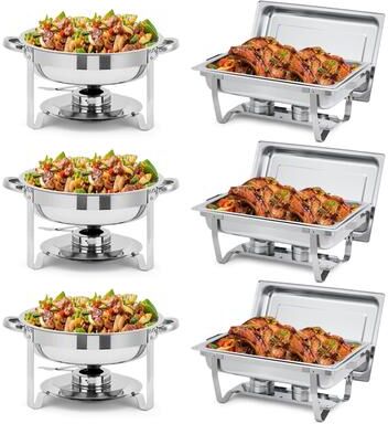 Garvee 8 Qt Rectangle & 5 Qt Round Chafing Dish Buffet Set