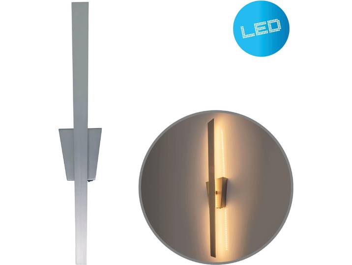 NÄVE LED Wandleuchte TREVOR , grau (nickel matt), 1, Ø 10cm H: 62cm, 1 Stk., Leuchten, nickel-matt, trapezförmiger Baldachin, inkl. Kippschalter, Höhe 62cm, LED Wandleuchte