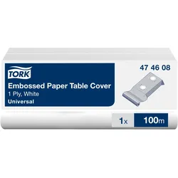Tork Damask Papier Tischdeckenrolle Weiß, Anpassbar an Tischlänge, 100 m Rolle, ...