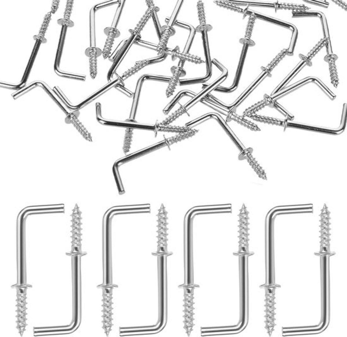 100 stuks L-vormige schroefhaken van 30 mm voor meubels en decoratie