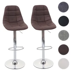 2er-Set Barhocker HWC-A67, Barstuhl Tresenhocker, MVG-zertifiziert ~ vintage dunkelbraun, Textil