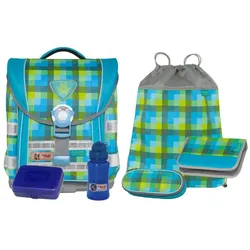 McNeill Ergo Light Compact Fashion-Line Schulranzenset Caro green 6-teilig