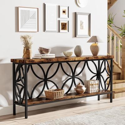 Jiallo "70.9"" Extra Long Industrial Console Table Rustic Brown"