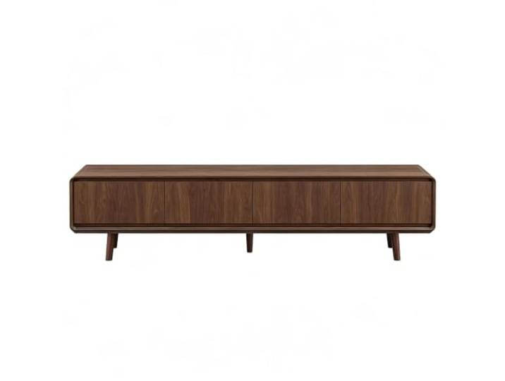 Fernsehschrank Gummibaumholz, Tragkraft 100kg, Tv Schrank Offener Rückwand 15 Cm Hohe Füße, Abgerundete Ecken, Entertainment Center fürs Wohnzimmer(Brown,160x30cm)