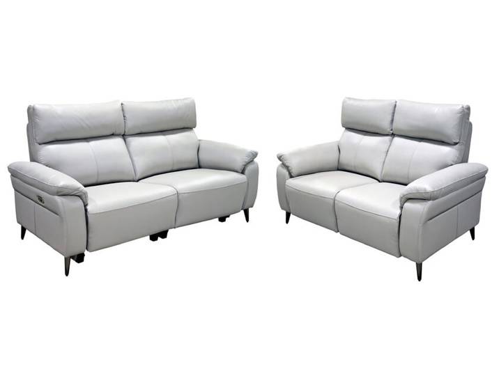 Polstergarnitur BAKU 2-tlg. Echtleder/Kunstleder Light Grey