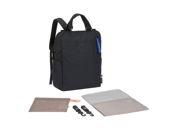LÄSSIG Baby Wickelrucksack Wickeltasche mit Wickelunterlage, Kinderwagenbefestigung, Netztasche/GRE Conversion Backpack black