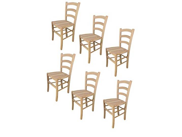t m c s Tommychairs - 6er Set Stühle Venezia für Küche und Esszimmer, robuste Struktur aus poliertem Buchenholz, unbehandelt und 100% natürlich, Sitzfläche aus poliertem Holz