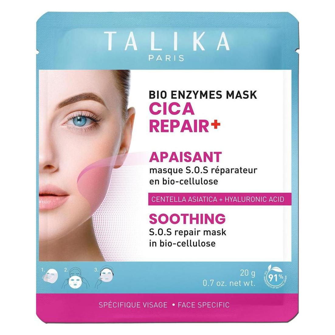 Talika Bio Enzymes Cica Repair+ Soothing Biocellulose Face Mask (48 g) (B0DK27VW6P)