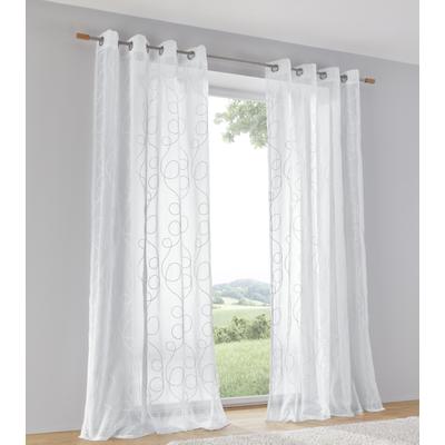 Vorhang KUTTI "Jasmin Vorhang", weiß, B:135cm H:245cm, Polyester, Gardinen, halbtransparent, leicht und luftig, bestickt