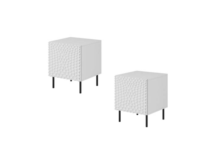 Lot de deux tables de nuit design blanc mat