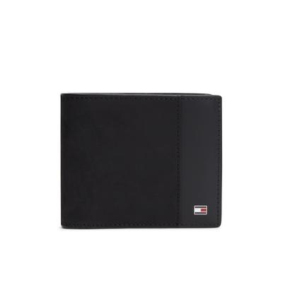 Geldbörse TOMMY HILFIGER "TH SOHO CC FLAP AND COIN", Herren, schwarz, Leder, Kleinlederwaren, Unisex Geldbeutel, Portemonnaie mit bunten Streifen in Tommy Farben