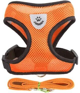 Uplift Treasures Adjustable Breathable Pet Harness Leash Set orange xl