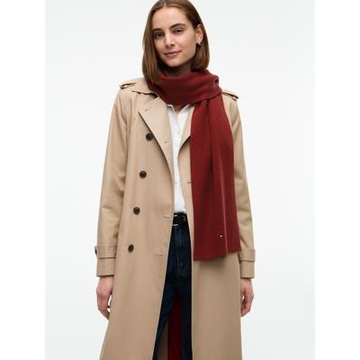 Strickschal TOMMY HILFIGER "TH FLAG KNIT SCARF", Damen, rot (autumn rot), Strick, Baumwollmischung, Modetücher, mit Wolle und Hilfiger Flag