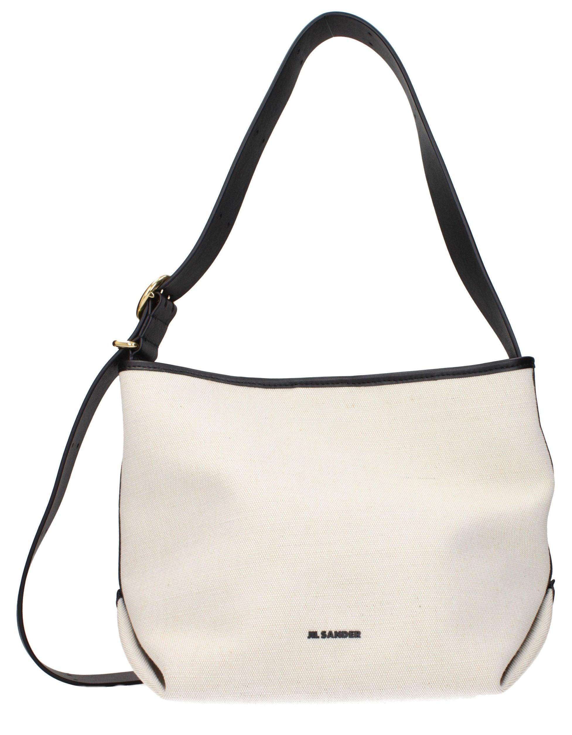 Jil Sander Folded Tote Small beige Jute-Baumwolle Leder