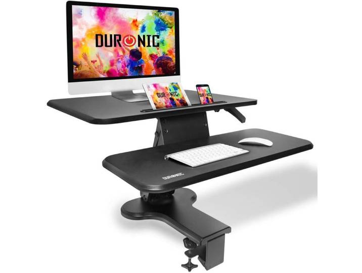 Duronic DM05D13 Poste/Station de travail assis-debout de 64 cm pour écran/clavier/souris - Hauteur ajustable de 12 à 40 cm pour