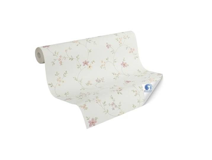 Livingwalls Papier peint DESIGNDROP - papier peint intissé préencollé fleuri en crème\, vert\, rose - 10\,05m x 0\,53m - papier peint fleuri pour salon - 784551