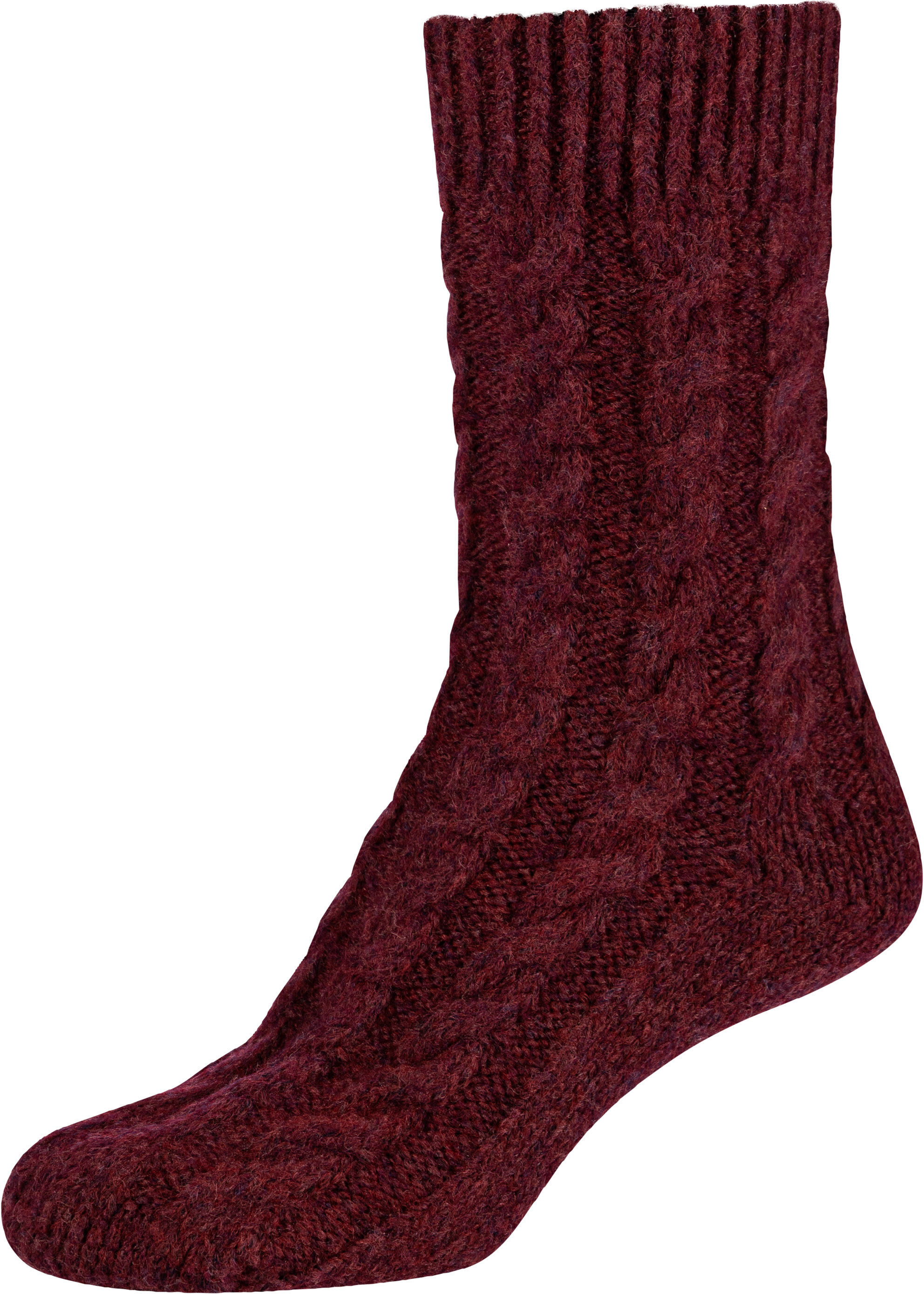 Socken CAMANO "warm & cozy", Damen, Gr. 35-38, rot (windsor wine), Materialmix, Socken Socken, mit Zopfmuster