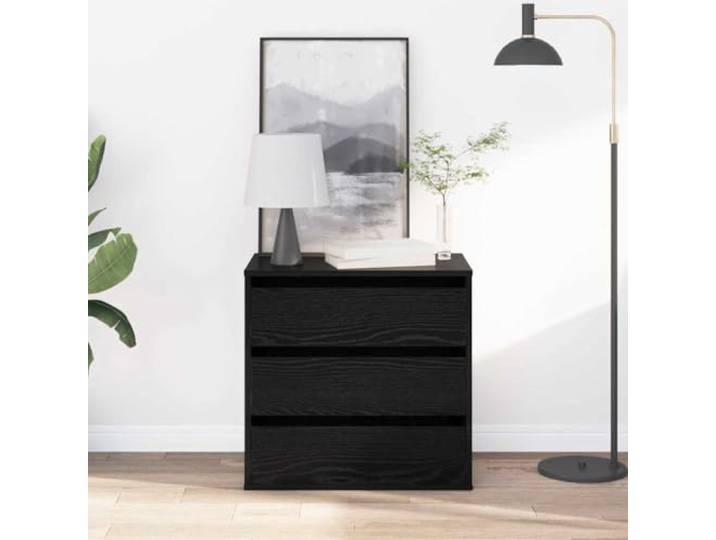 TUERYAFEK Schubladenschrank 3-Schublade Schwarz 61x41x58cm Holzwerkstoff Holzwerkstoff, langlebig, 3 Schubladen, reibungslose Führung, modernes Design, Schlafzimmer, einfache Reinigung